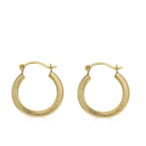 14E00363 - 14 Karat Yellow Gold Matte Finish Latch Back Hoop Earring