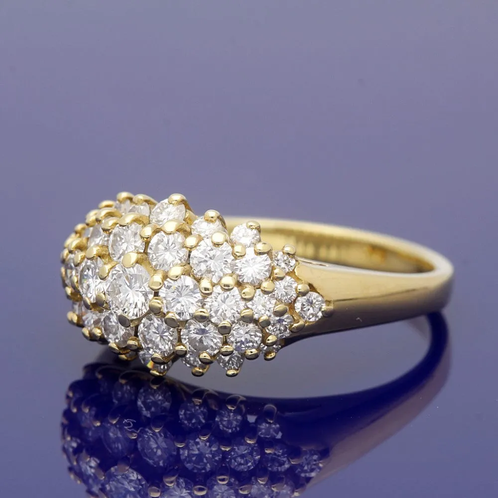 18ct Yellow Gold 2ct Diamond Bombe Cocktail Ring