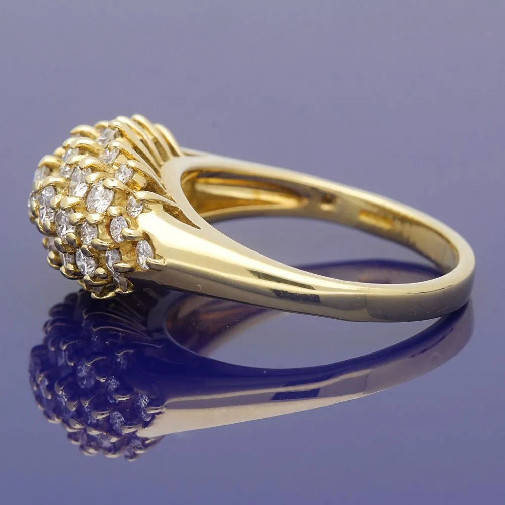 18ct Yellow Gold 2ct Diamond Bombe Cocktail Ring