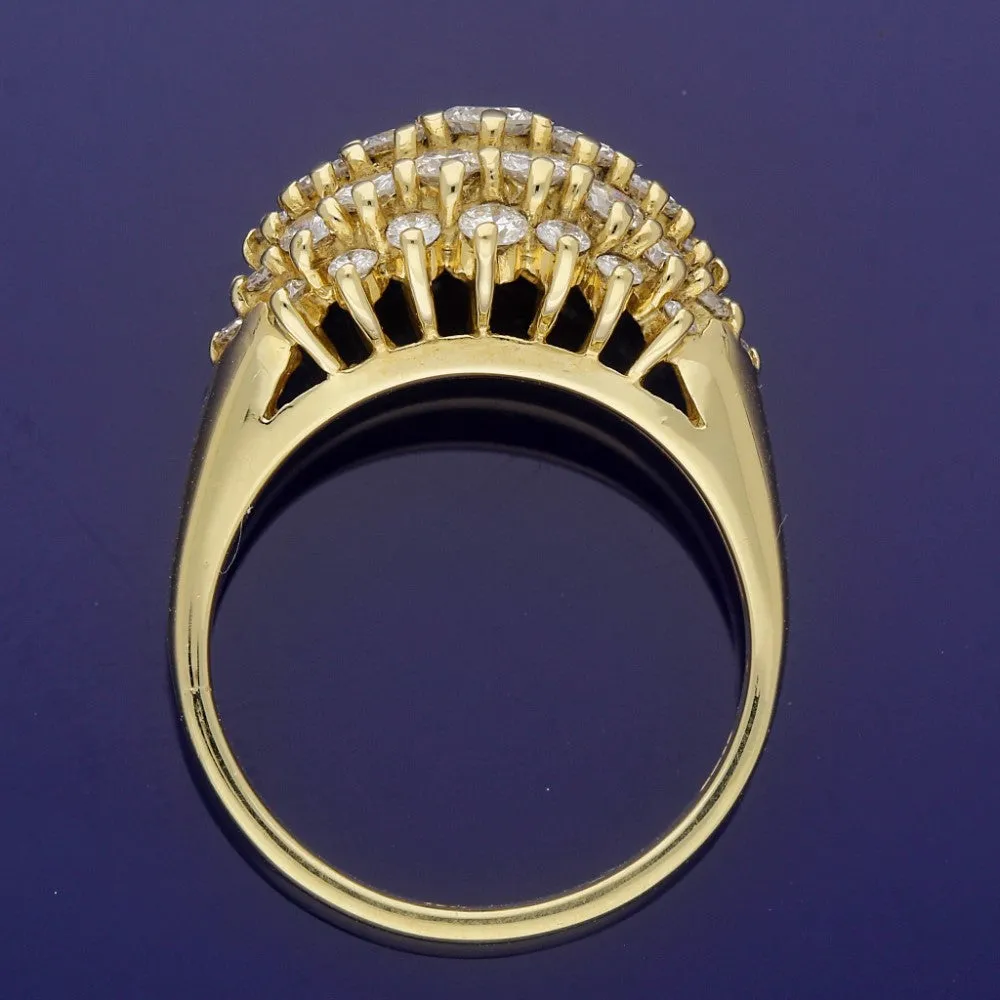 18ct Yellow Gold 2ct Diamond Bombe Cocktail Ring