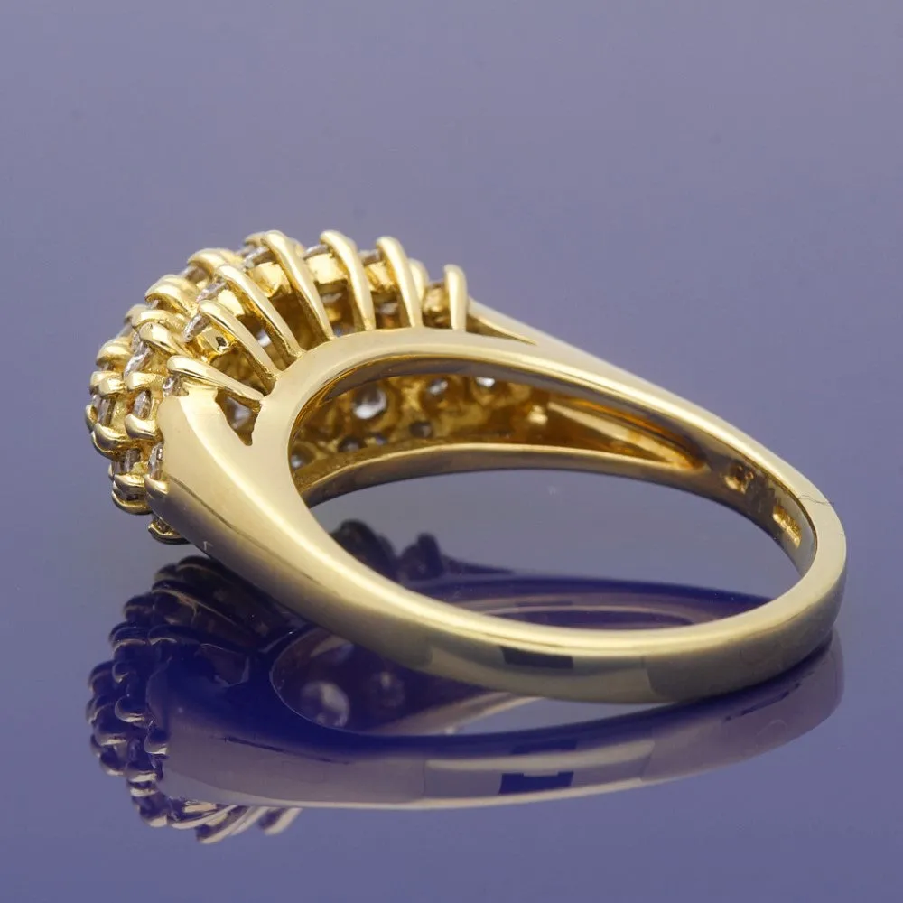 18ct Yellow Gold 2ct Diamond Bombe Cocktail Ring