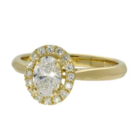 18ct Yellow Gold Laboratory-Grown Oval Diamond Halo Ring