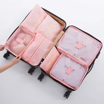 2018 New 7PCS/Set High Quality Oxford Cloth Travel Mesh Bag In Bag Luggage Organizer Packing Cube