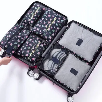 2018 New 7PCS/Set High Quality Oxford Cloth Travel Mesh Bag In Bag Luggage Organizer Packing Cube