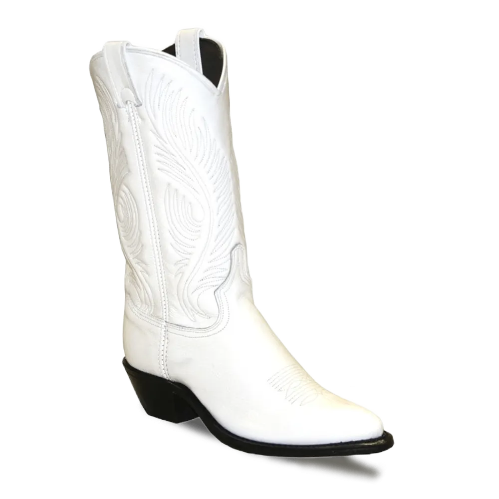 Abilene Ladies USA Made J-Toe White Dress Leather Western Boots 9054