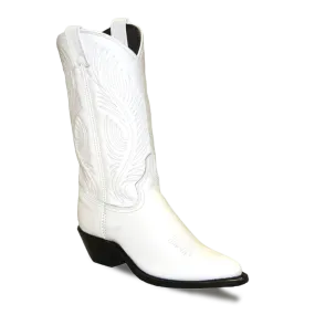 Abilene Ladies USA Made J-Toe White Dress Leather Western Boots 9054