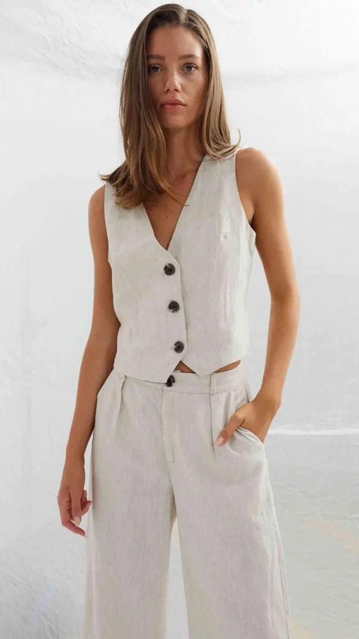 Allegra Linen Vest - Natural