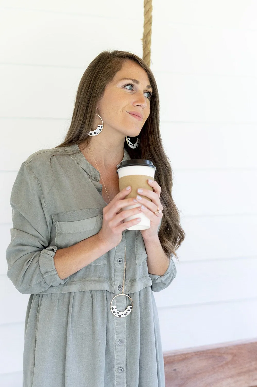 Animal Print Long Necklace and Earrings