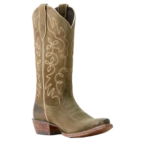 Ariat Ladies Jukebox Soft Olive Green Suede Western Boot 10053792