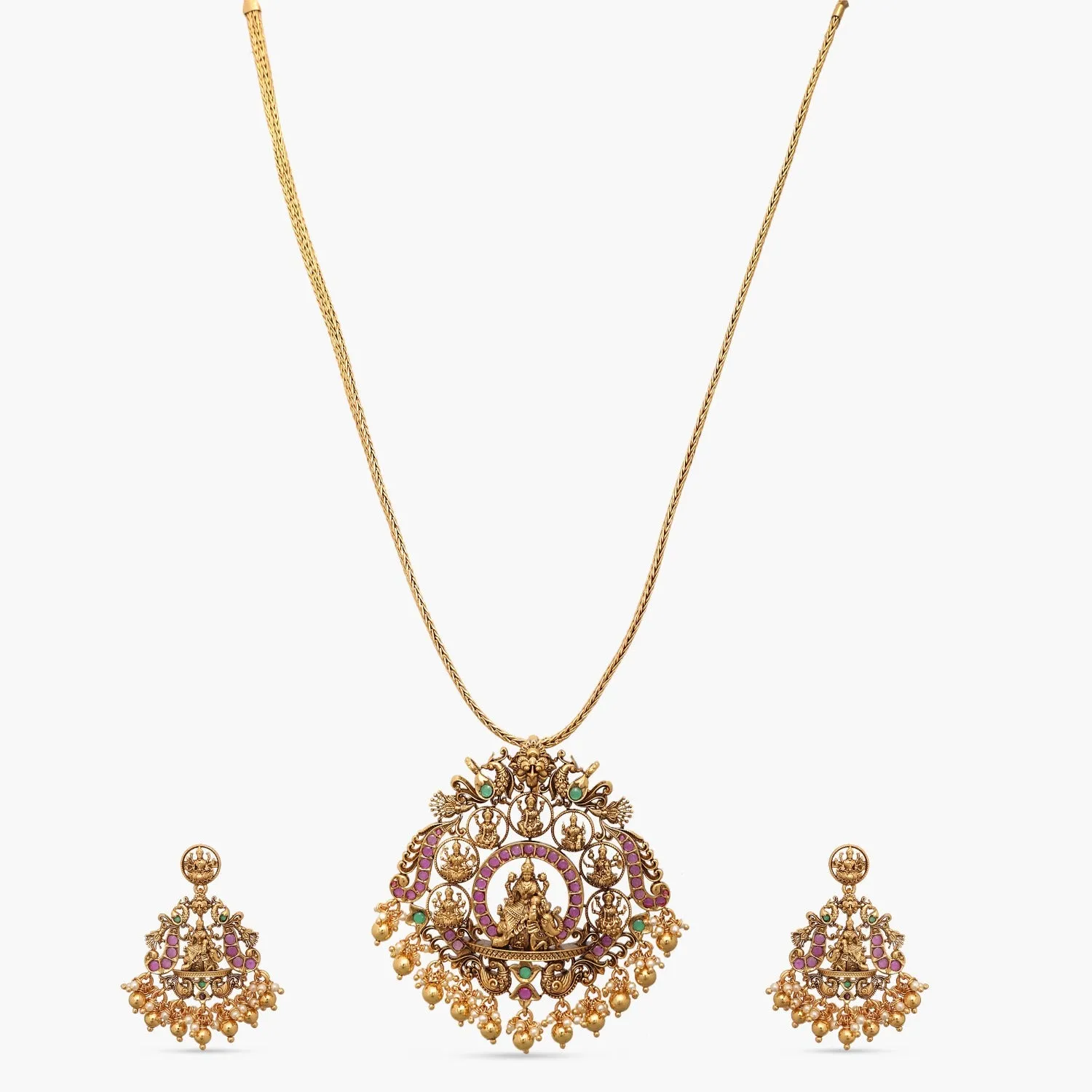 Ashtalakshmi Antique Nakshi Silver Pendant Set