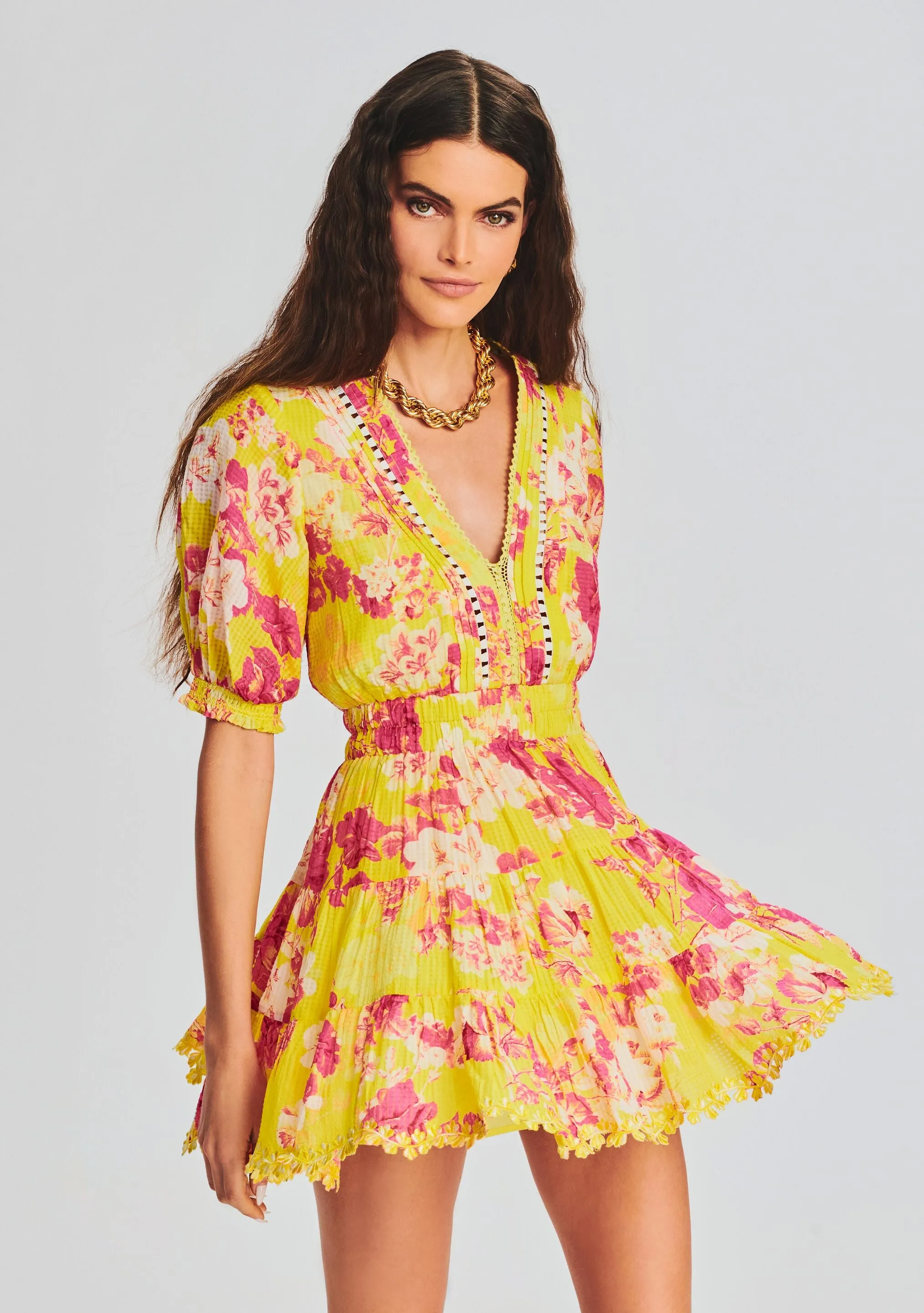 Auril Yellow Short Dress