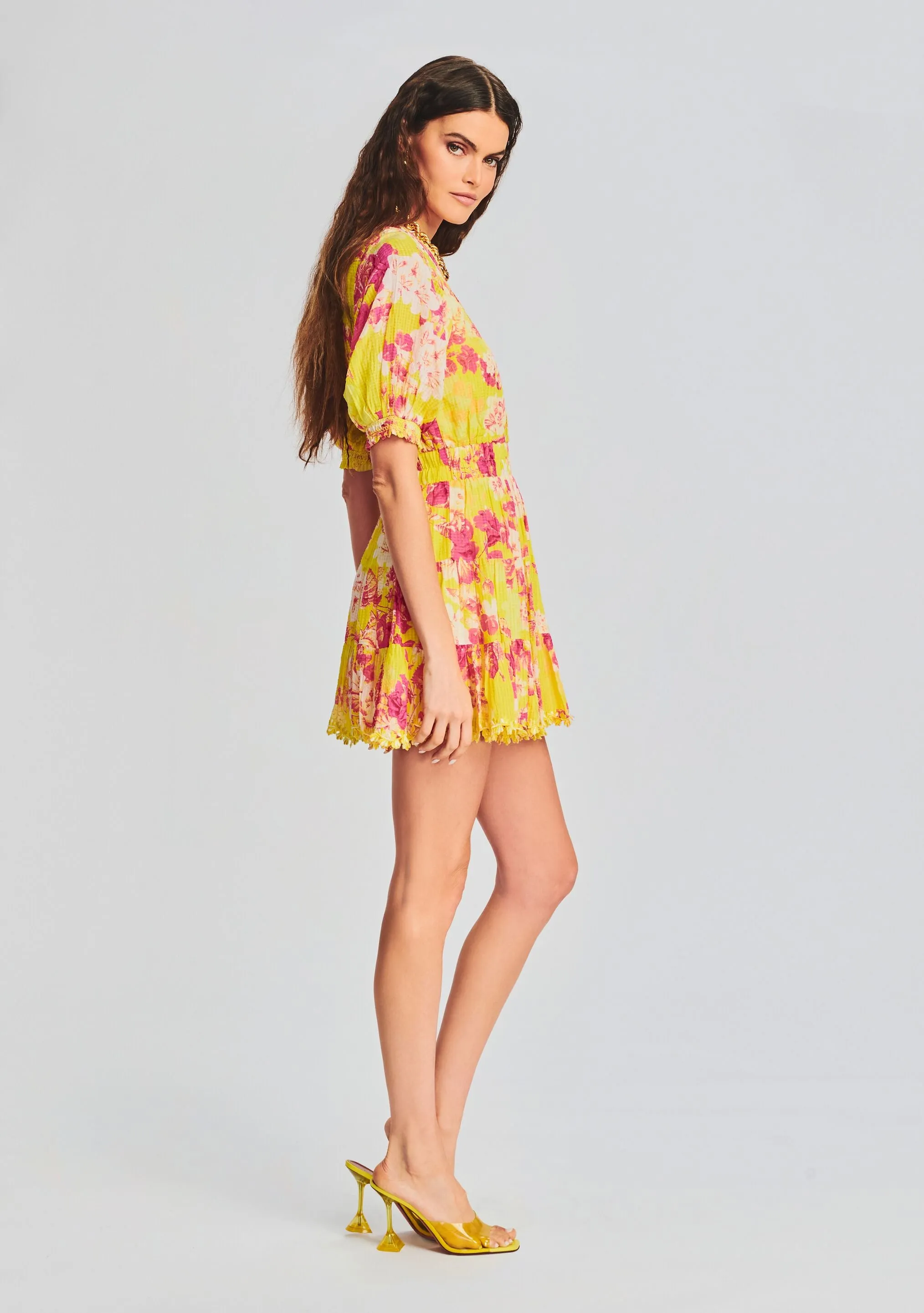 Auril Yellow Short Dress