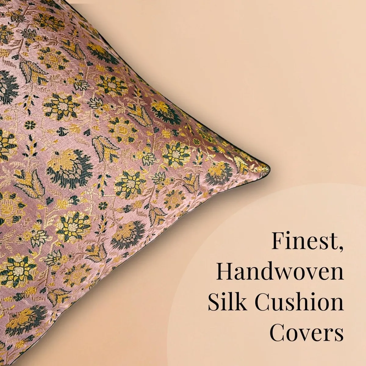 Banarasi Silk Cushion Cover in Pink