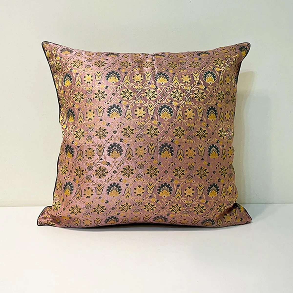 Banarasi Silk Cushion Cover in Pink