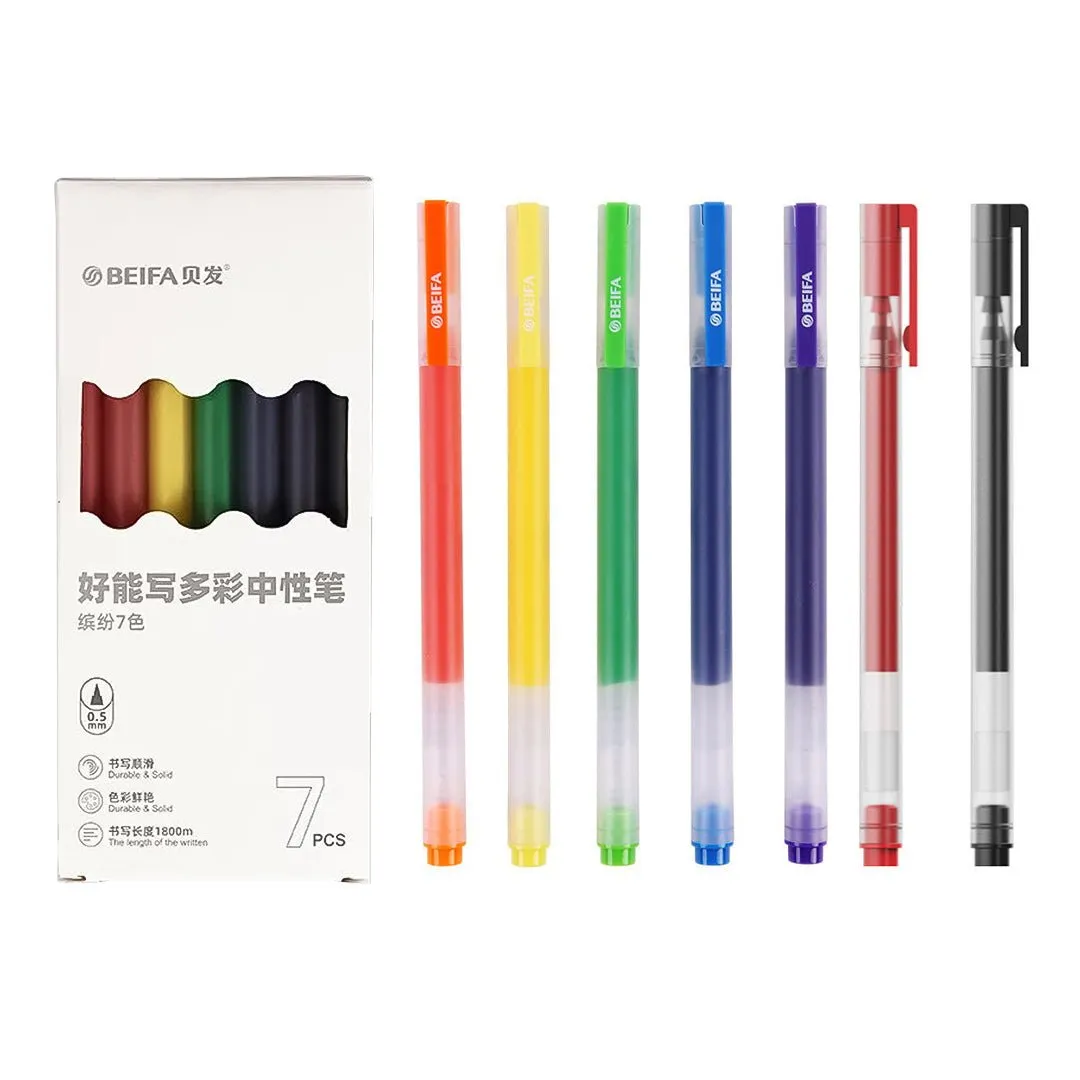 Beifa Jumbo MultiColor 0.5mm Gel Pens Pack of 7