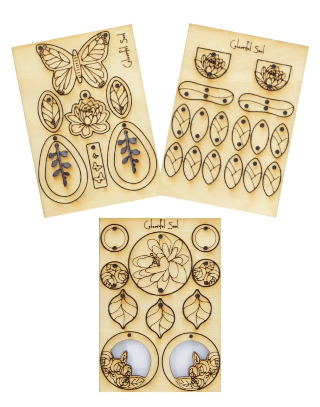 Butterfly Lily, Jewelry Pop Outs Set (3 panels)