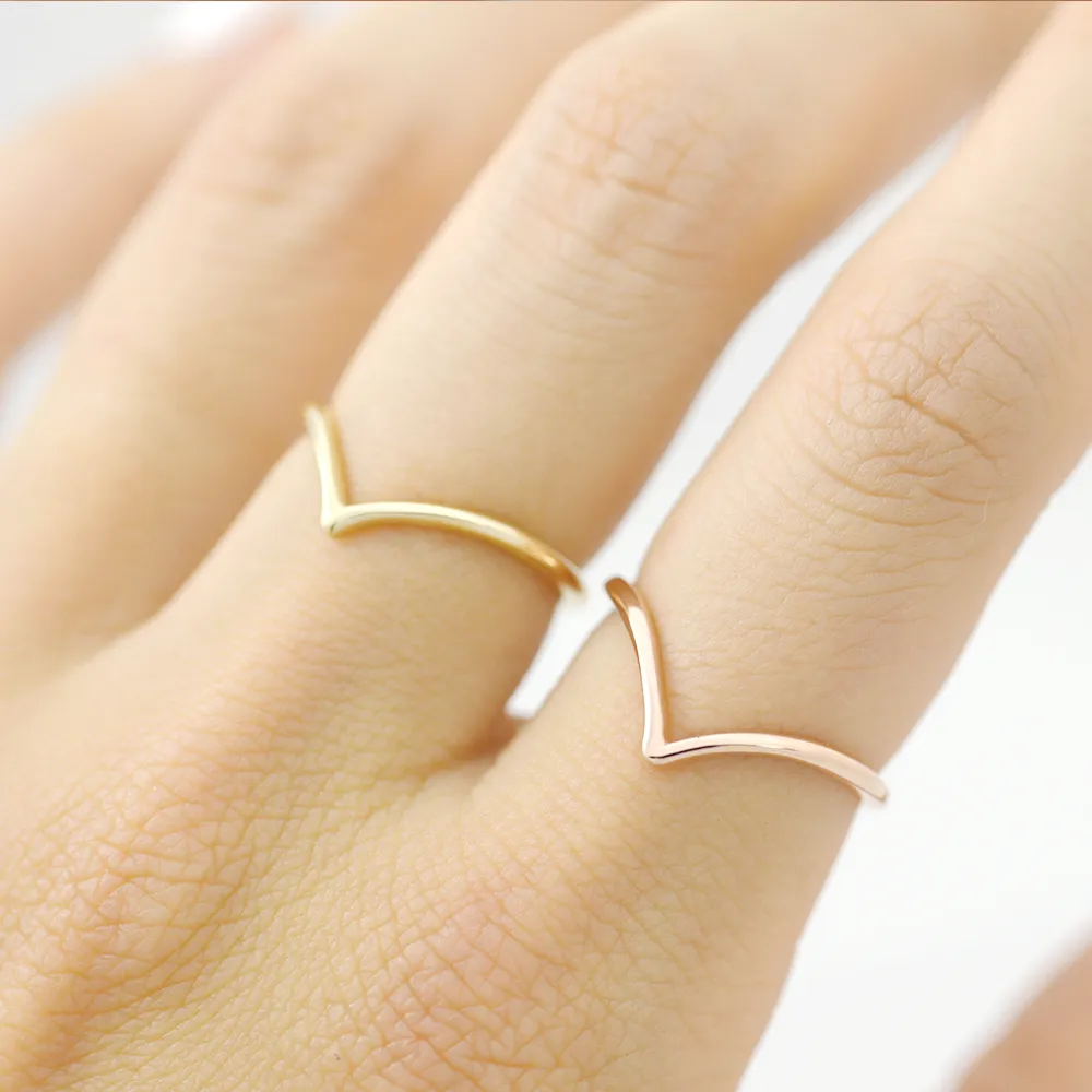 Double chevron Ring - 14K/ 18K Gold