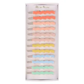 Enamel Wavy Hair Clips (12 pack)