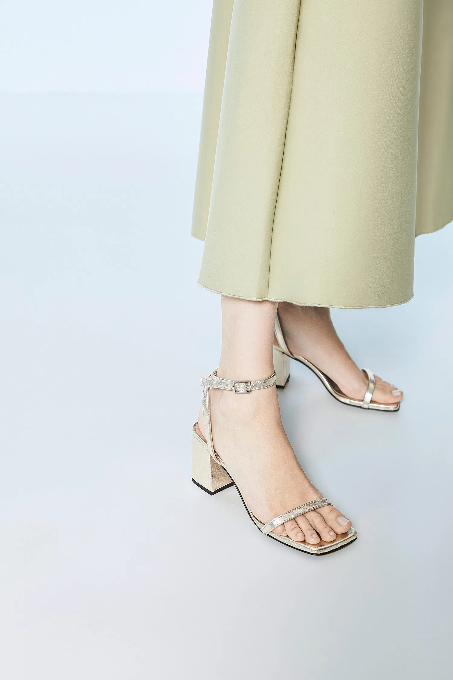 Essential Block Heel Gold Sandal