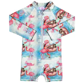 Flamingo Koala Unisex Long Sleeve Zip Swimmers