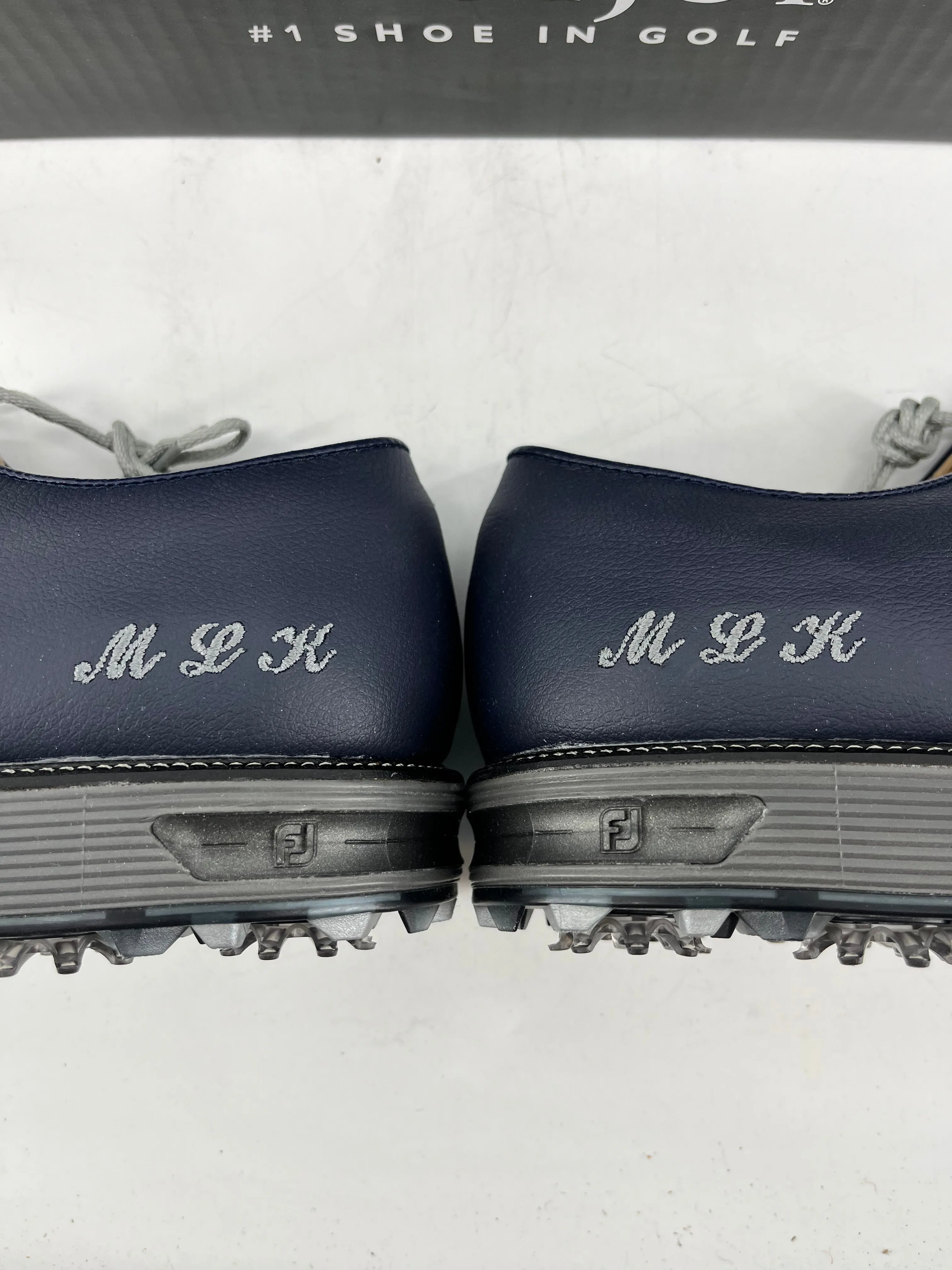 Footjoy Myjoys Premiere Series Packard Golf Shoes Navy Blue Gray Initials 11 M