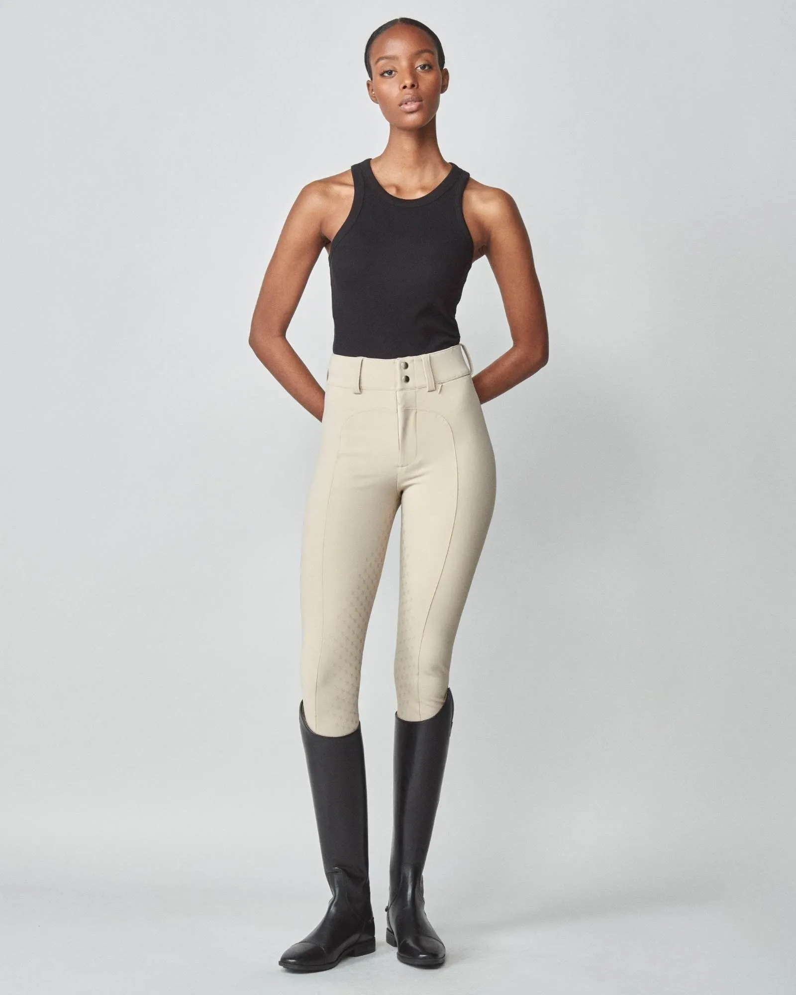 High-Rise Compression Breeches Tan