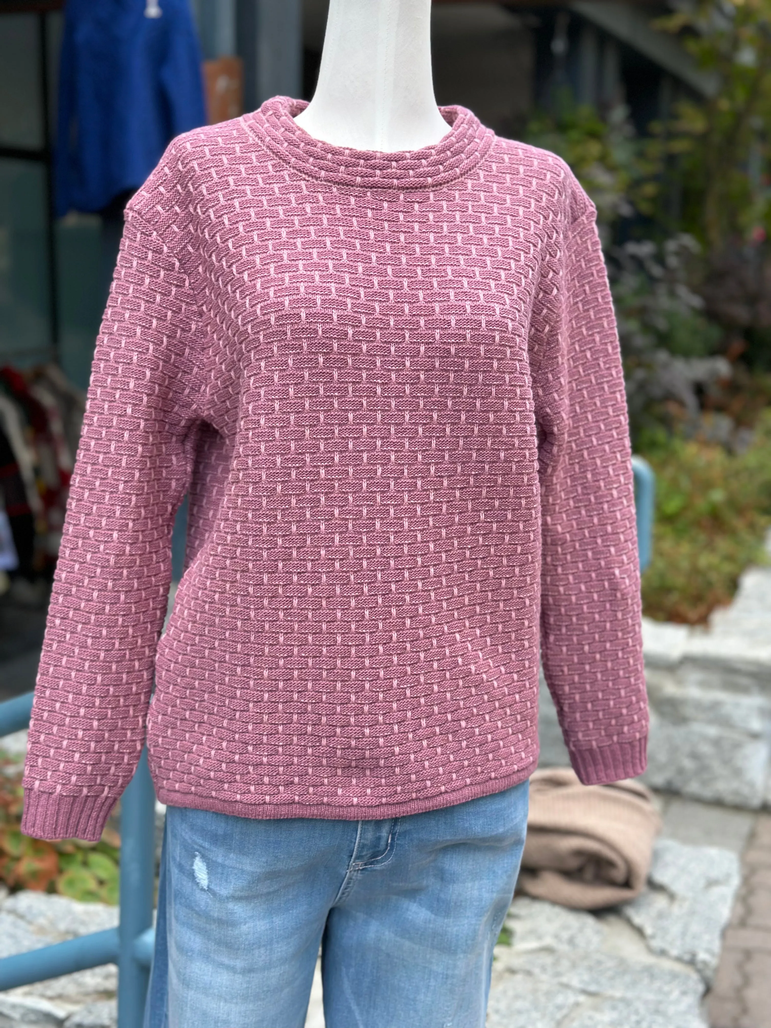 Irish - Basket Weave Sweater - Pink