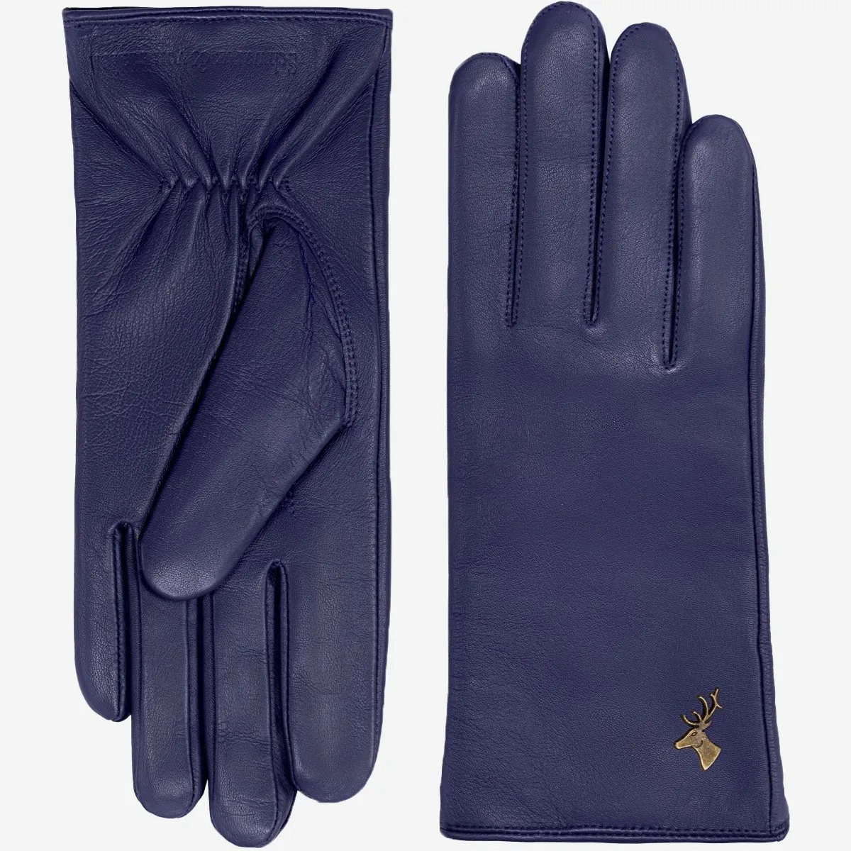 Ivy (blue) – sheepskin leather gloves with wool/cashmere lining & touchscreen feature