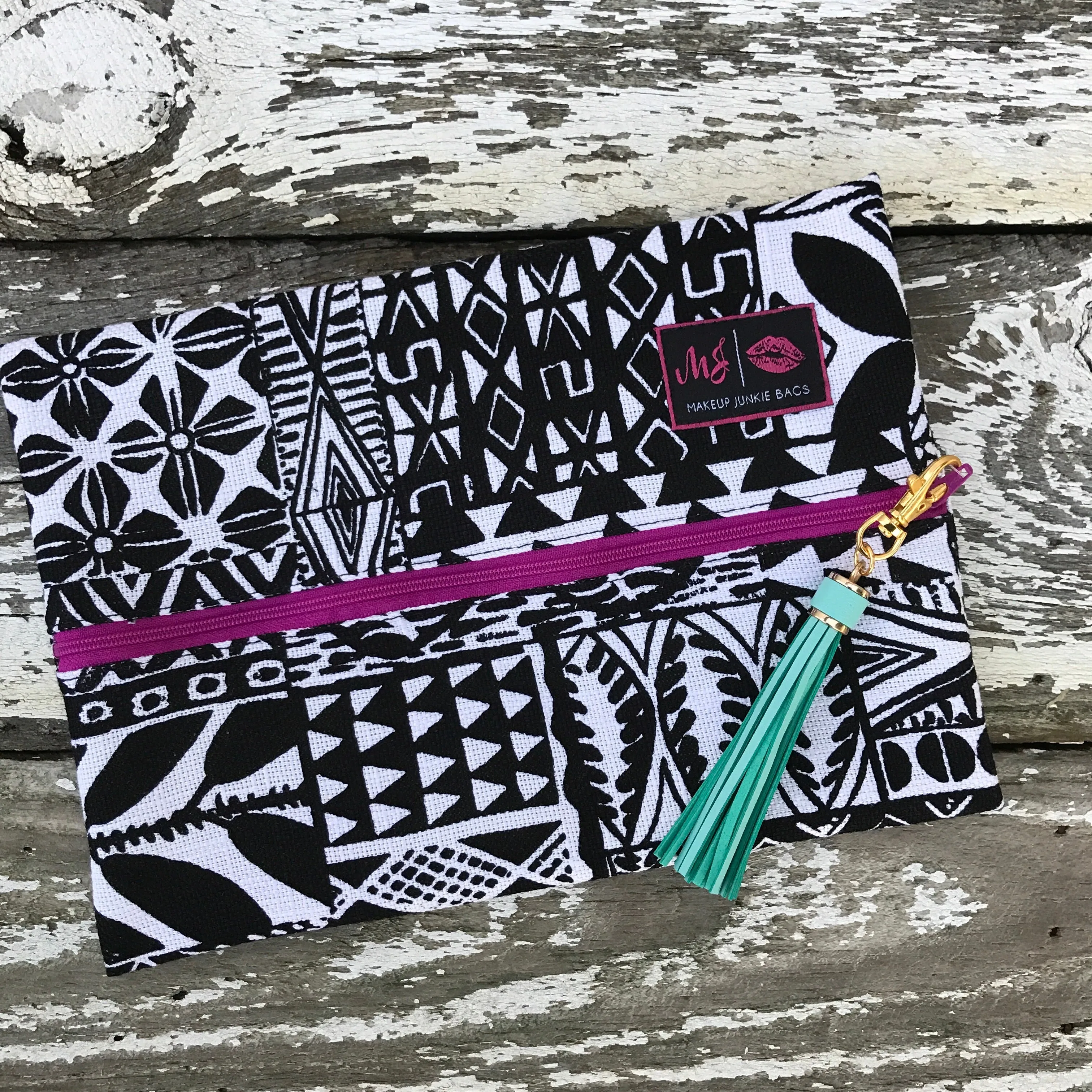 Makeup Junkie Bags - Bohemian *Lime Green Interior