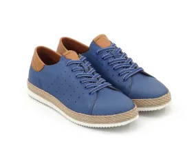 Men's Genuine Leather Blue Sport Shoes Casual Footwear