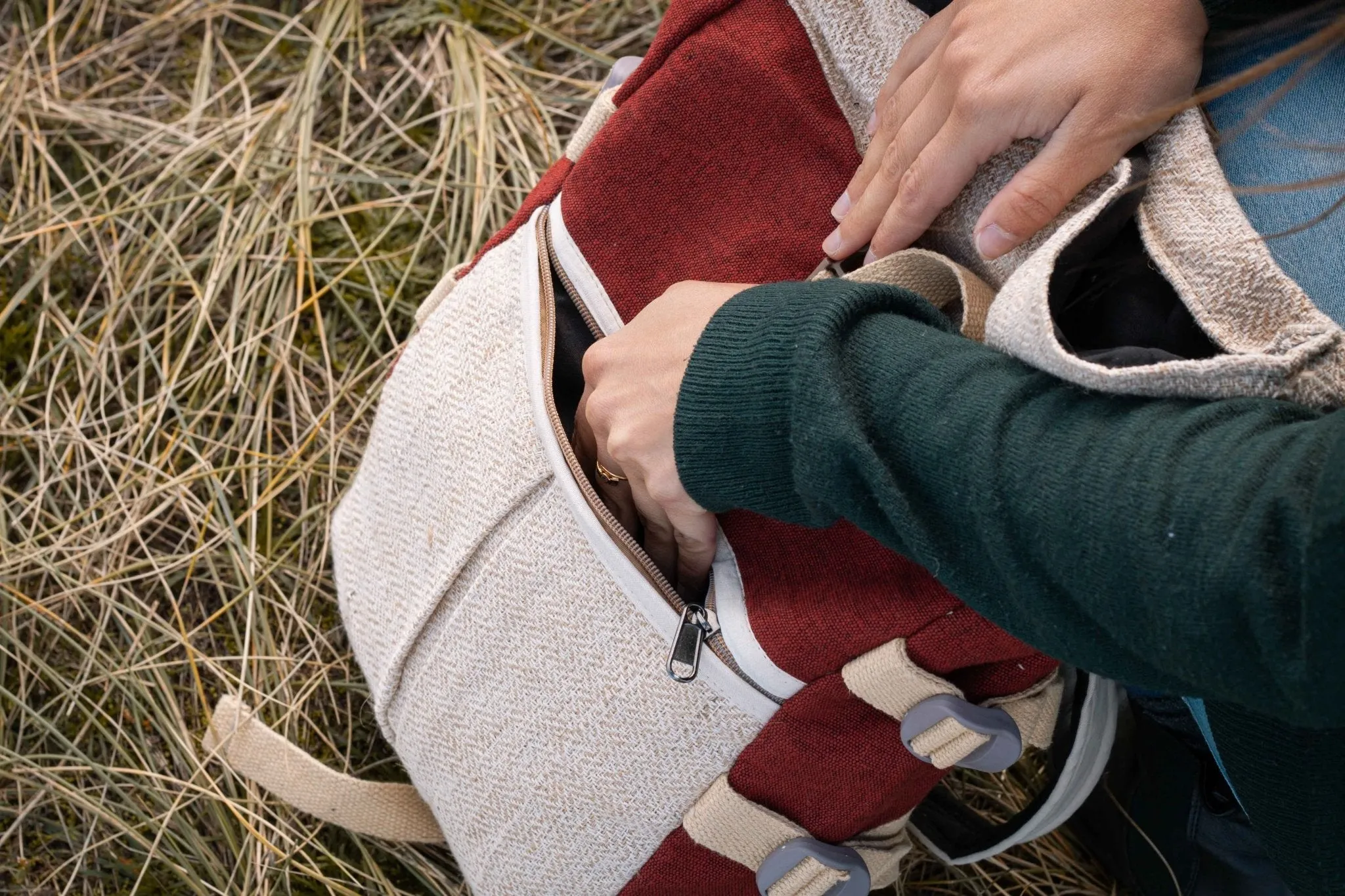 Mulled Wine - Roll Top Handmade Hemp Backpack - BPN5RW