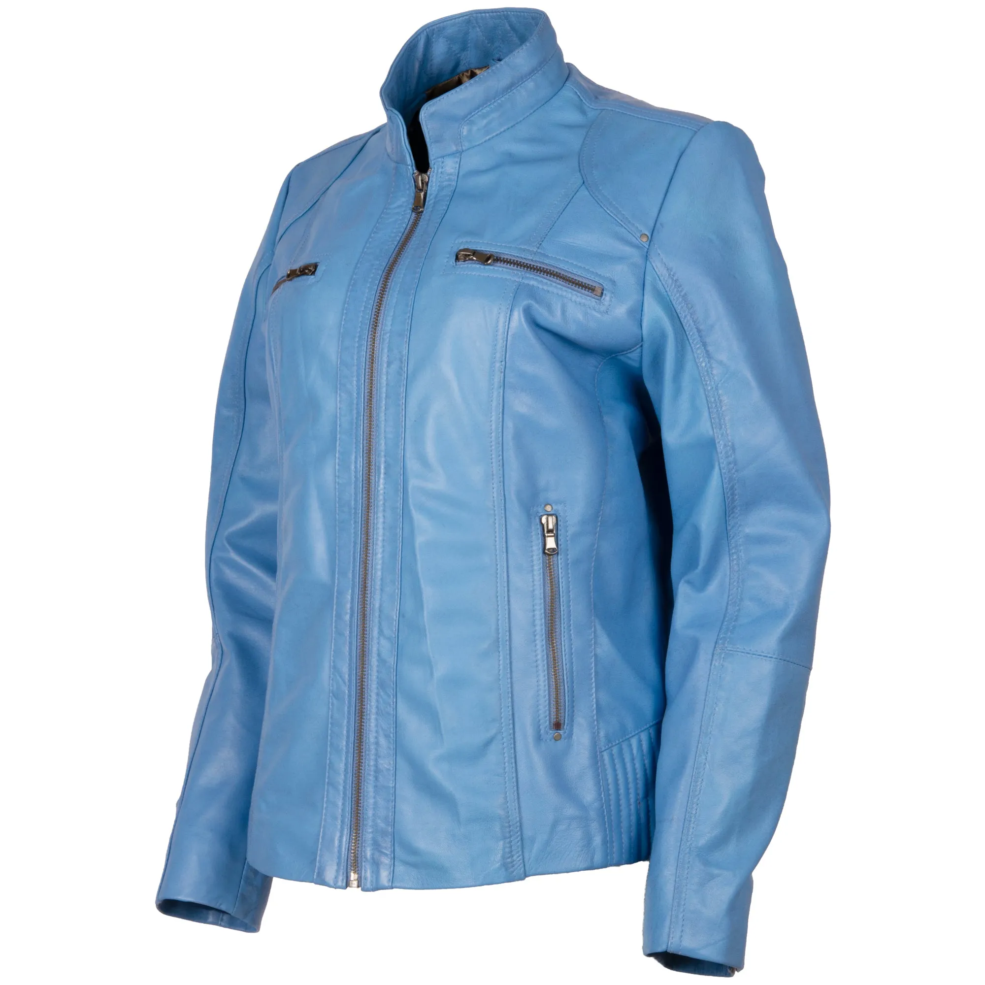 OBFQ Women's Biker Jacket - Baby Boy Blue