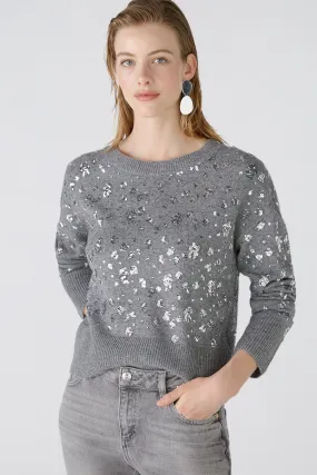 Oui Wool Blend Sparkly Jumper In Grey