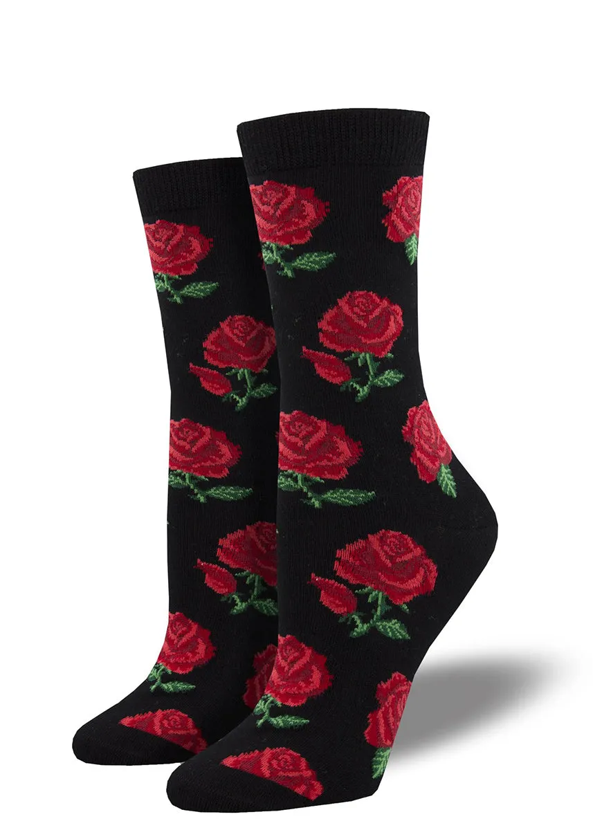 Red Rose Women's Bamboo Socks