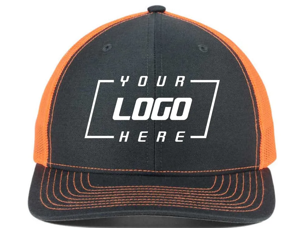 Richardson 112 Trucker Hat - Charcoal/Neon Orange