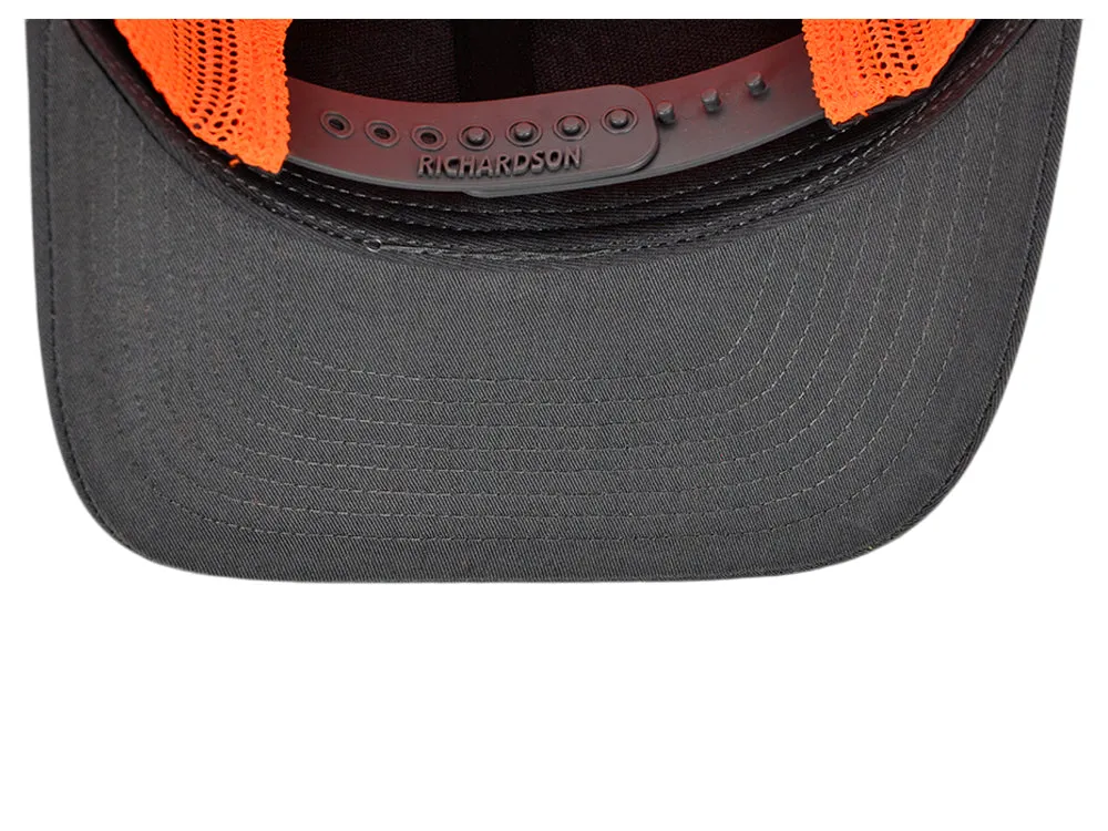 Richardson 112 Trucker Hat - Charcoal/Neon Orange