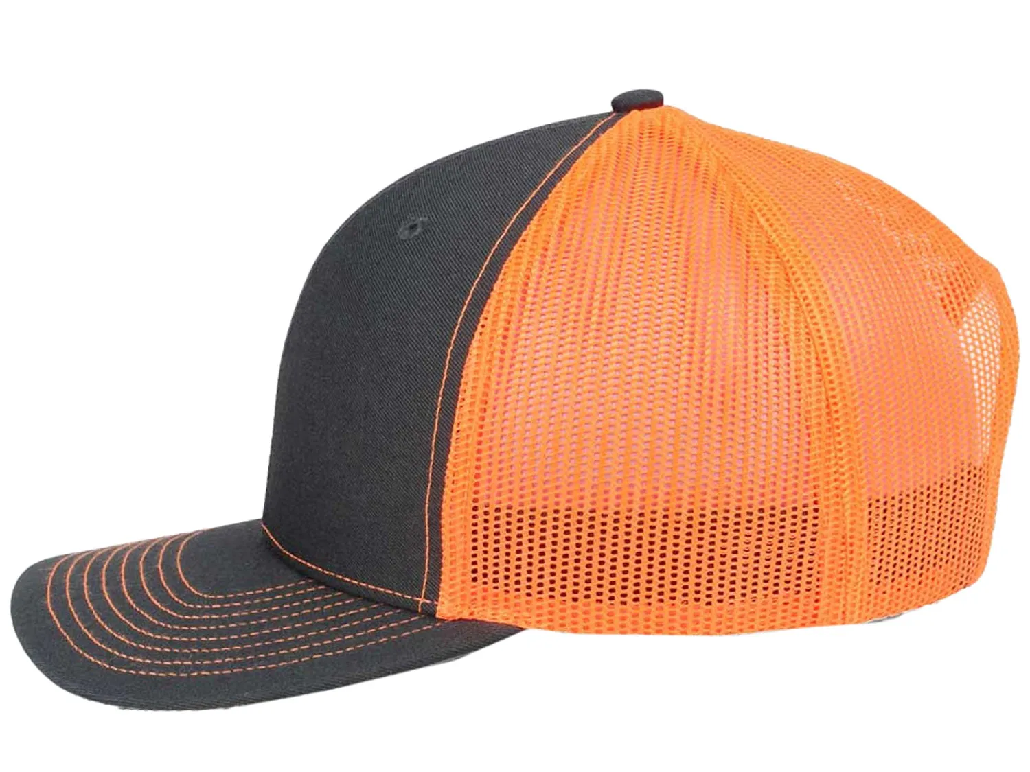 Richardson 112 Trucker Hat - Charcoal/Neon Orange