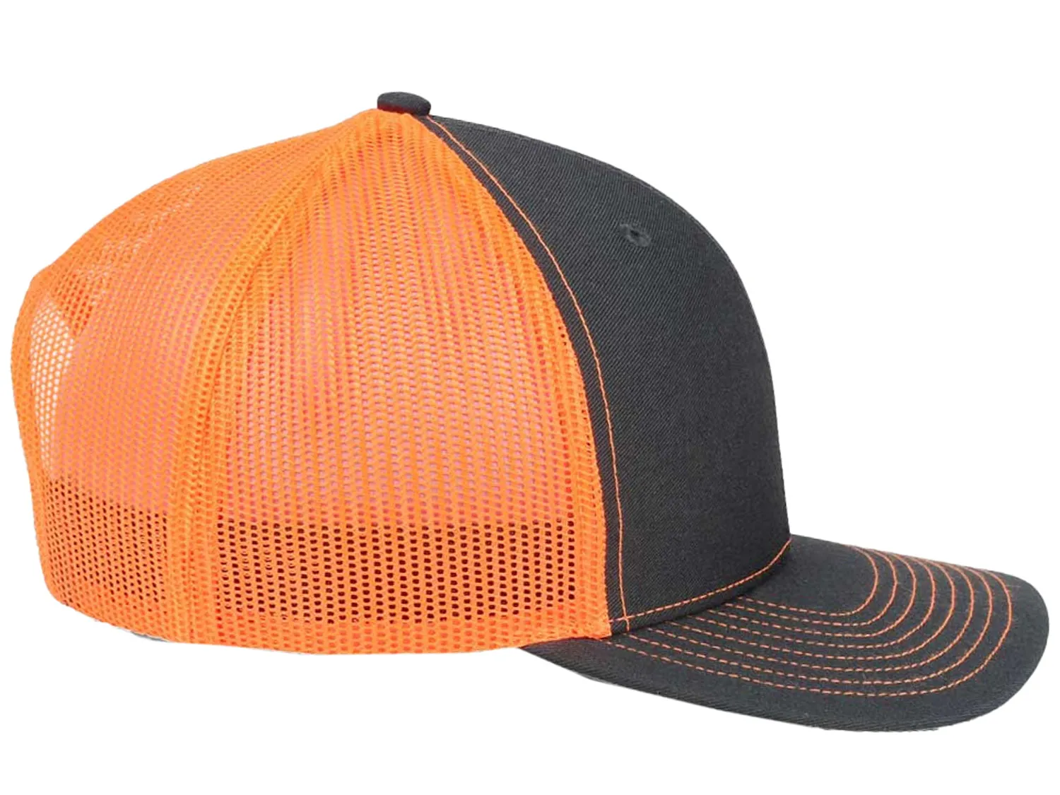 Richardson 112 Trucker Hat - Charcoal/Neon Orange