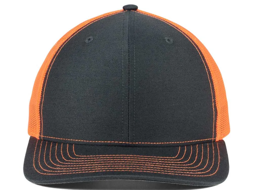 Richardson 112 Trucker Hat - Charcoal/Neon Orange