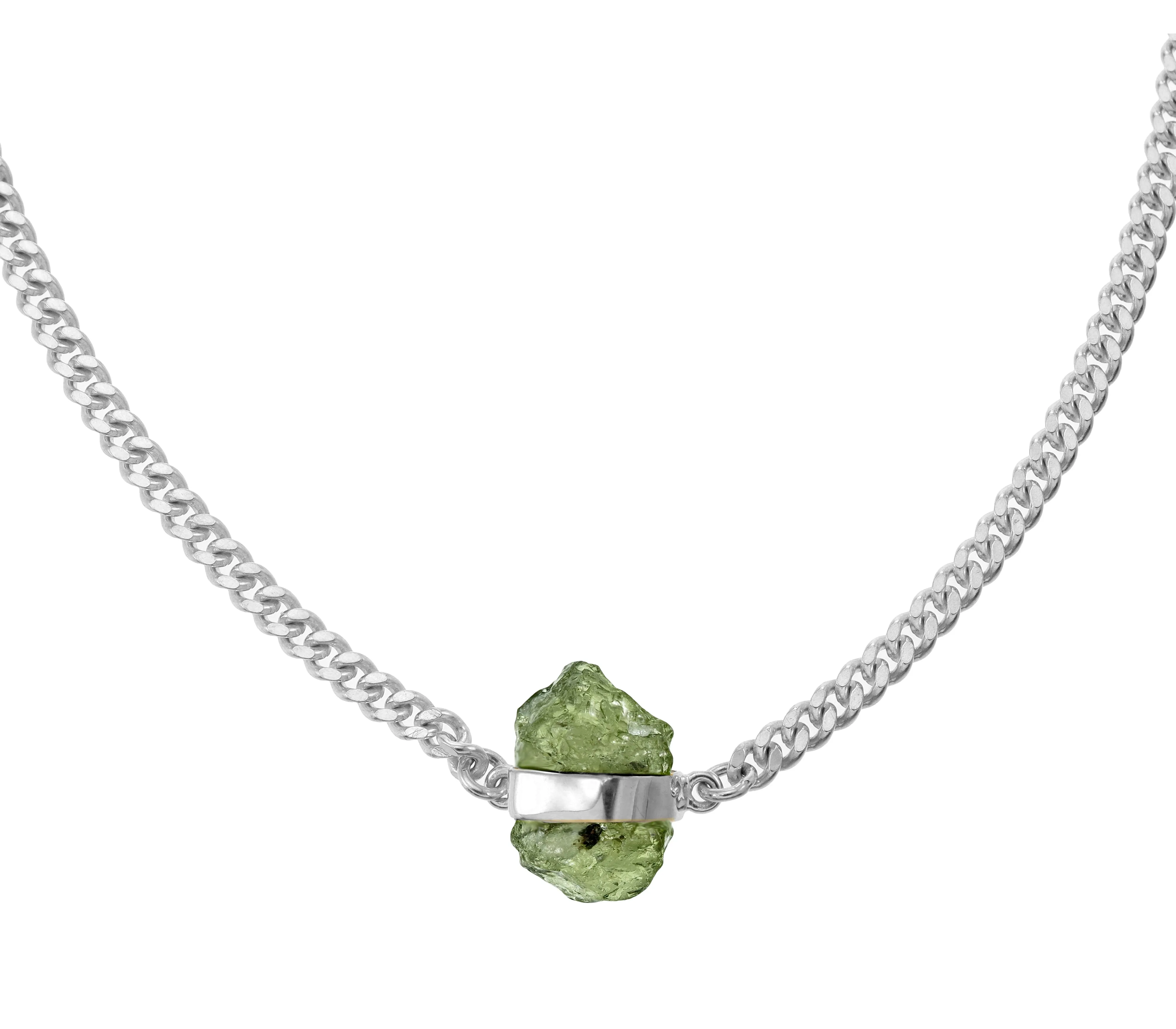 ROUGH GEM NECKLACE - PERIDOT - SILVER