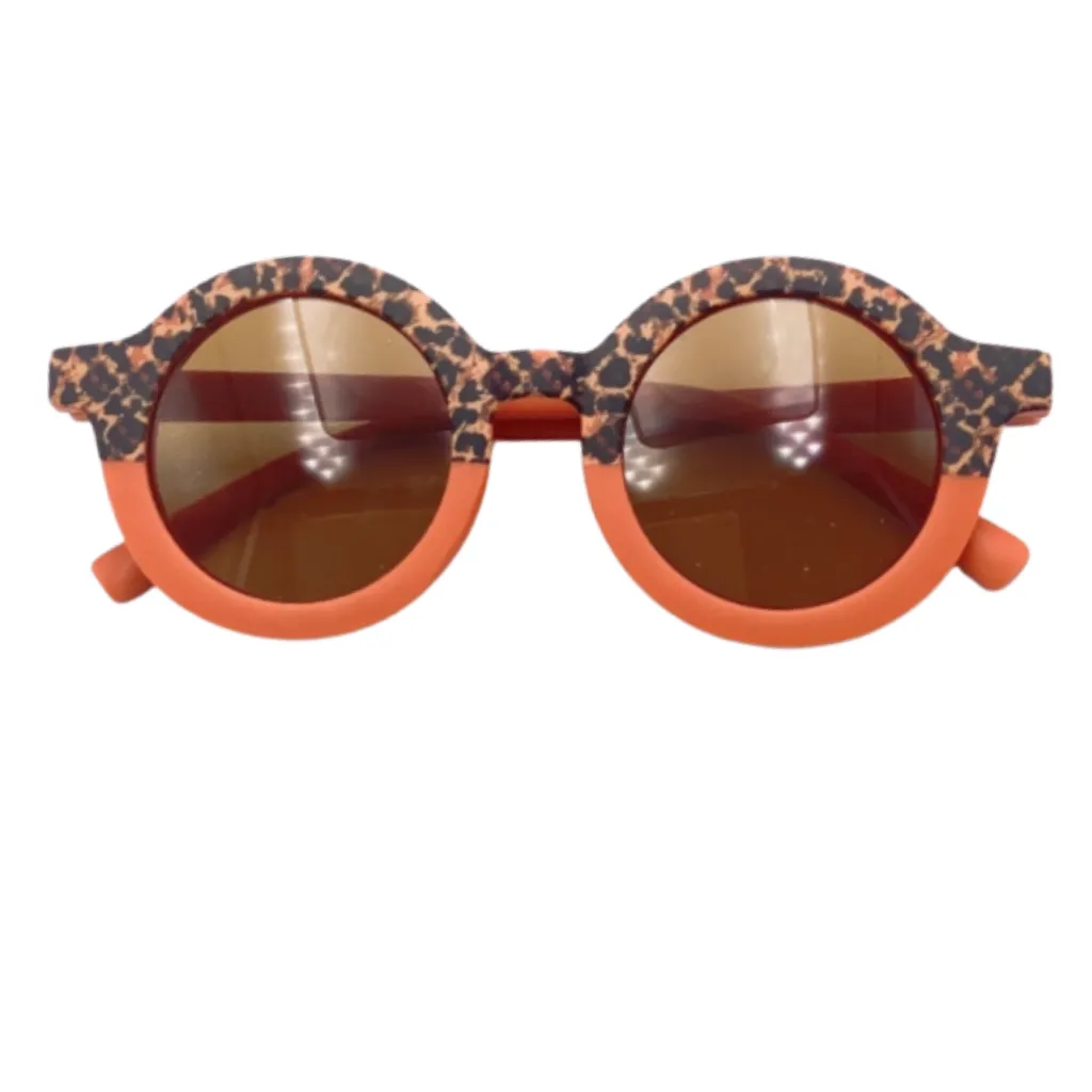 Round Two Tone Cheetah Sunglasses - Rust