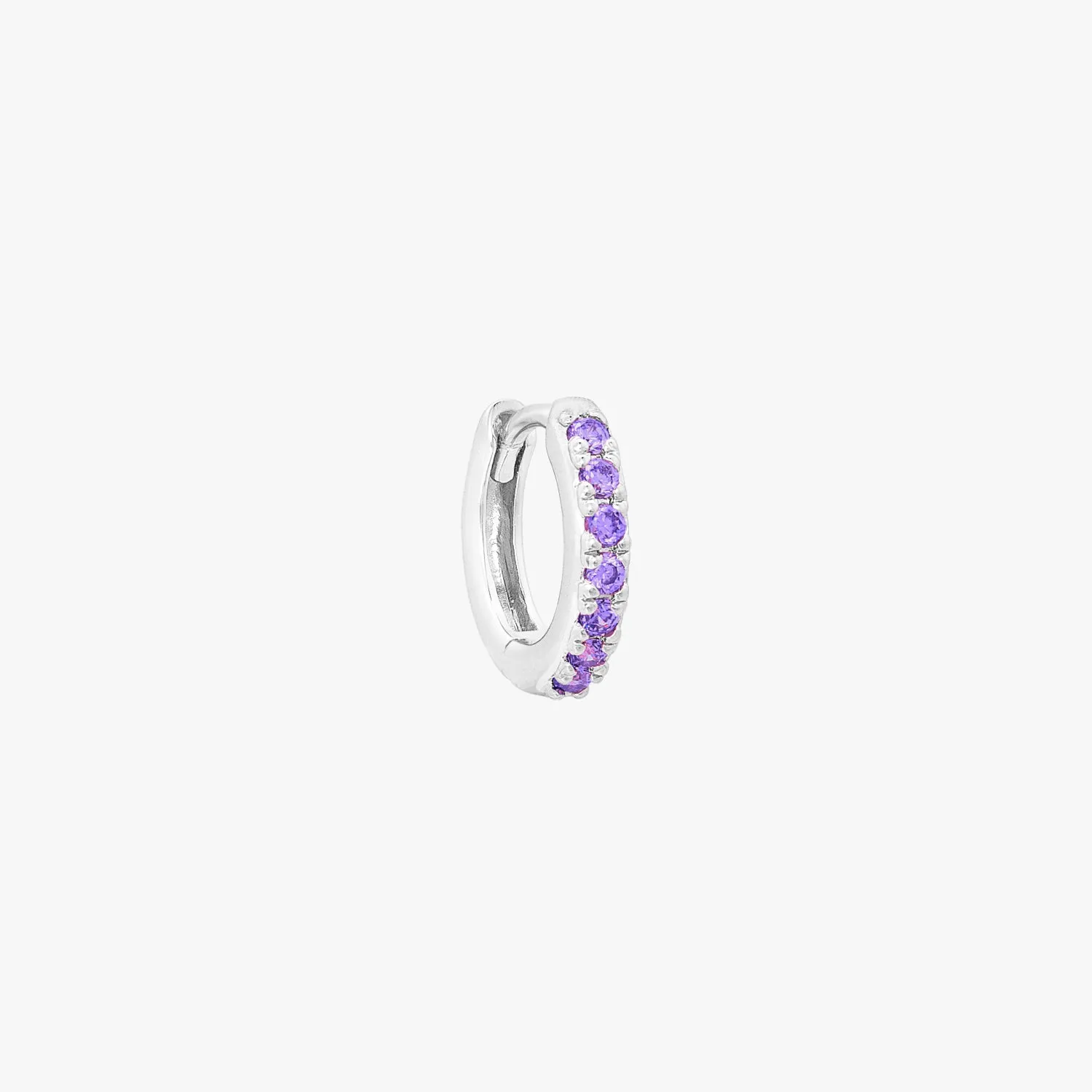 (Single) Amethyst Pave Huggie Hoop