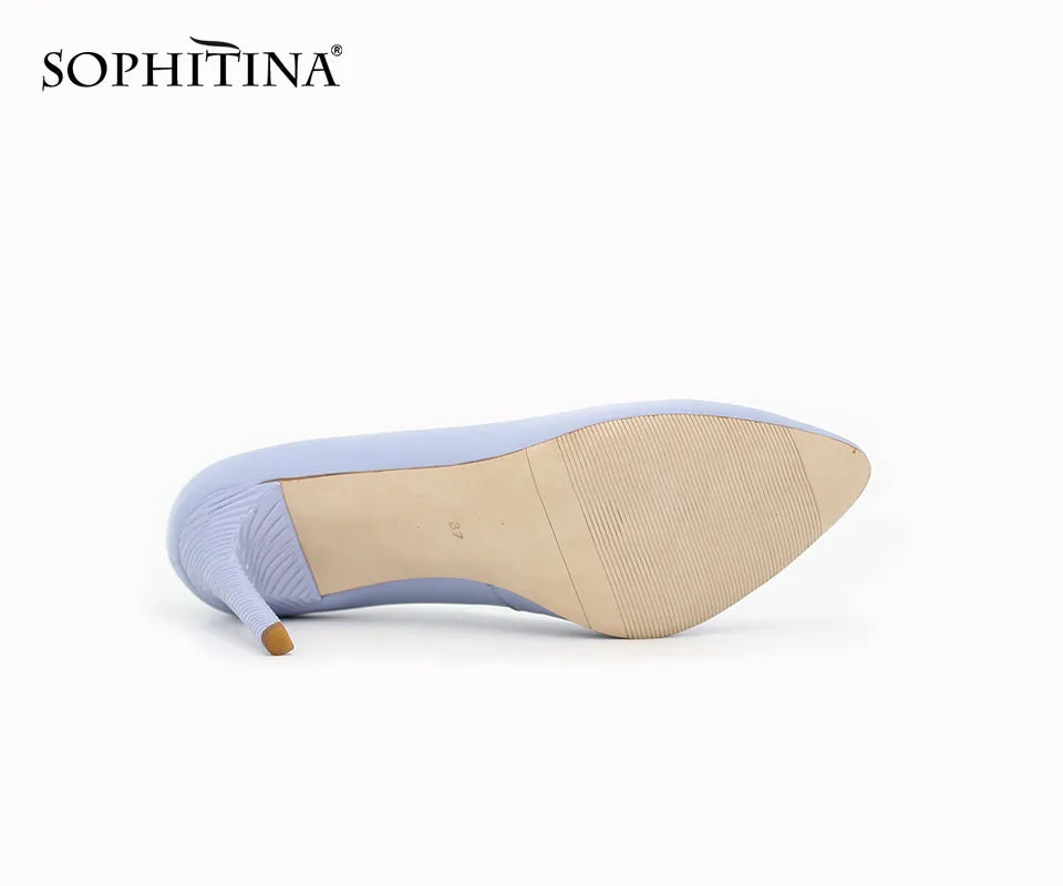 SOPHITINA Light Blue Sheepskin High Heels