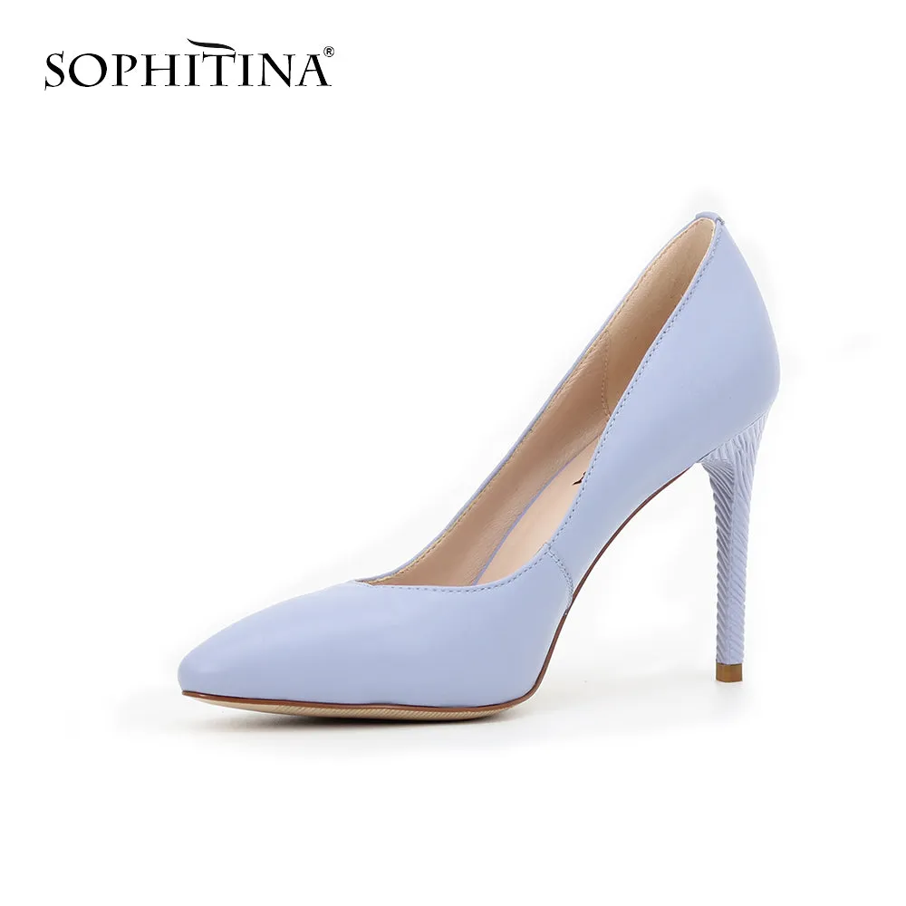 SOPHITINA Light Blue Sheepskin High Heels