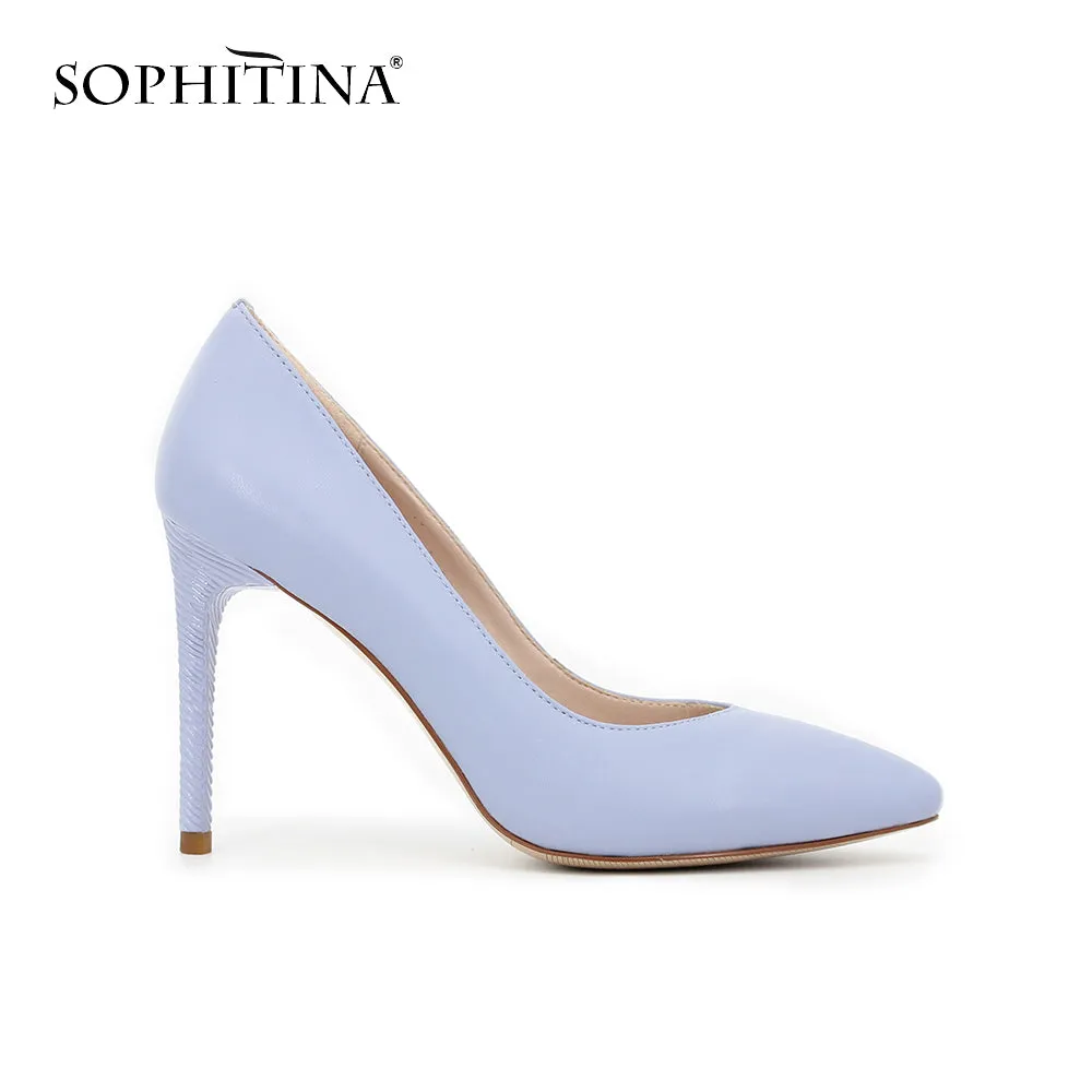 SOPHITINA Light Blue Sheepskin High Heels