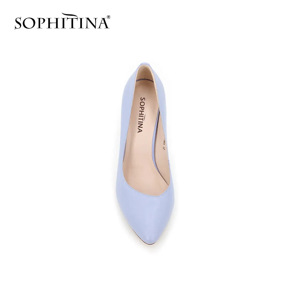 SOPHITINA Light Blue Sheepskin High Heels