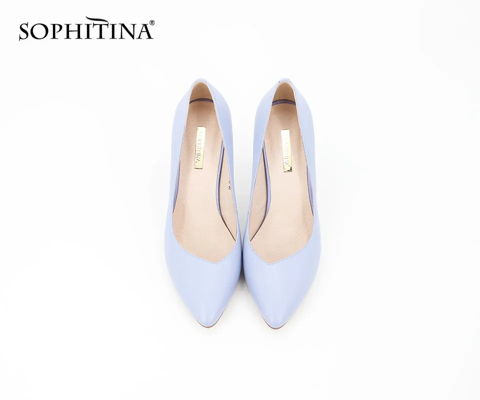 SOPHITINA Light Blue Sheepskin High Heels