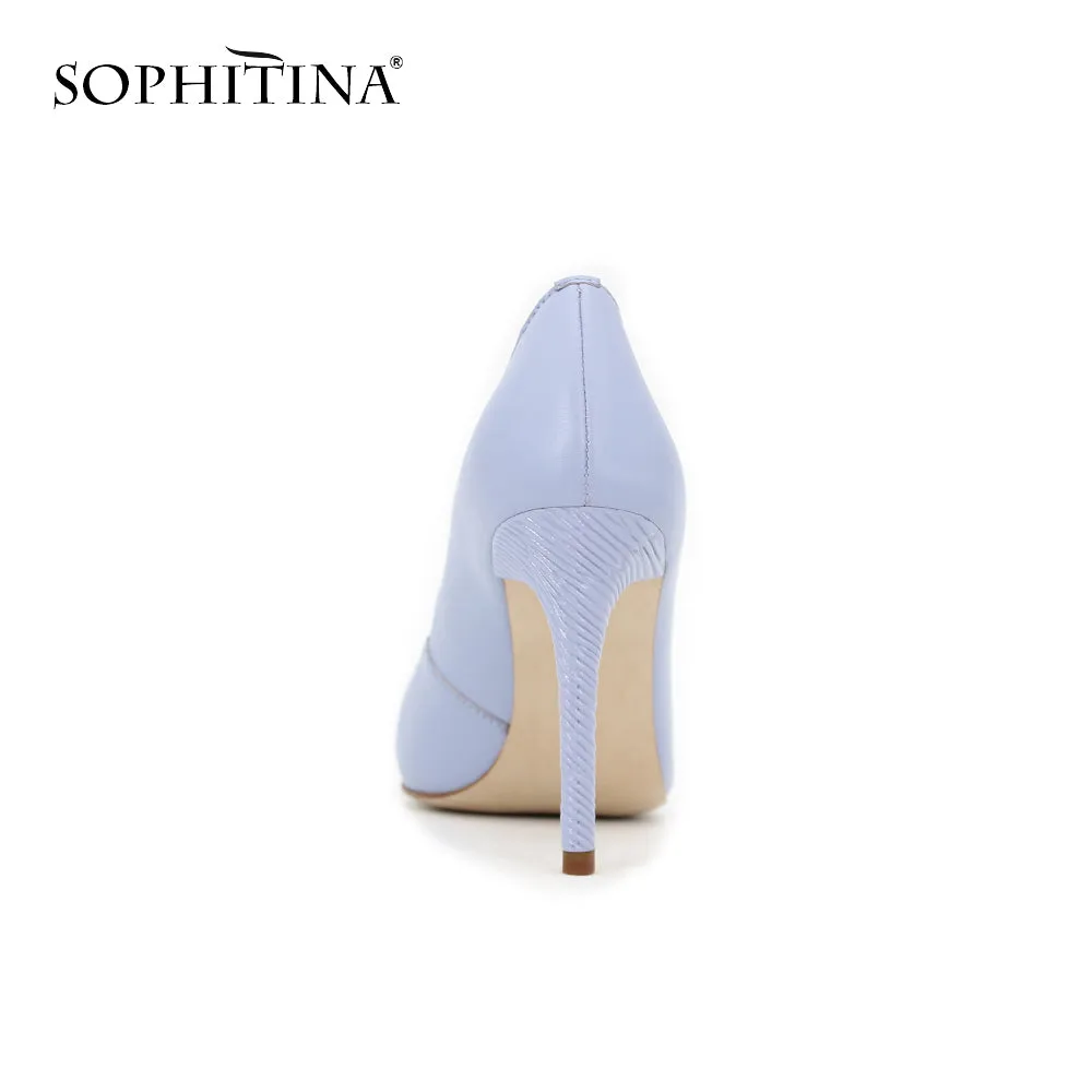 SOPHITINA Light Blue Sheepskin High Heels