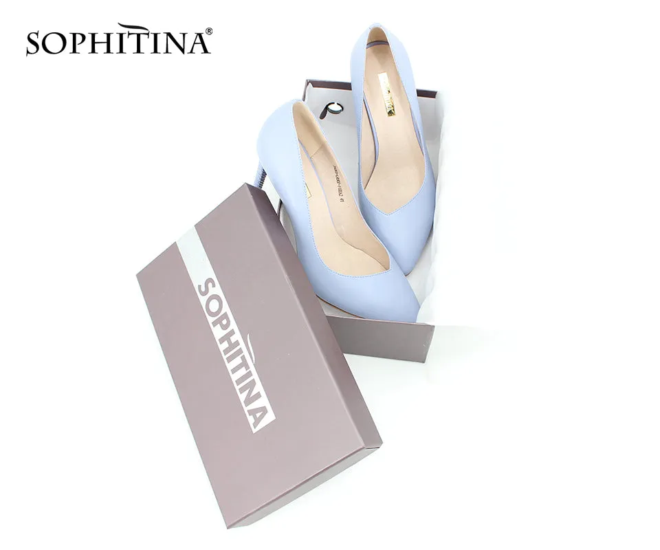 SOPHITINA Light Blue Sheepskin High Heels