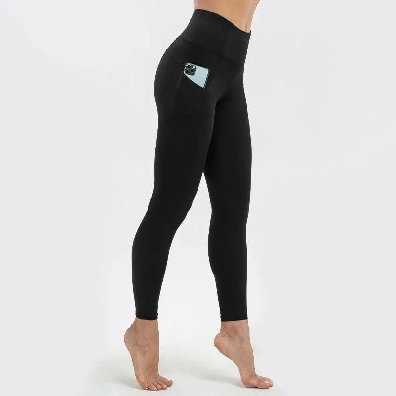 Super Quality High Waist Sports Stretch Fabric Tight Leggings with Pockets